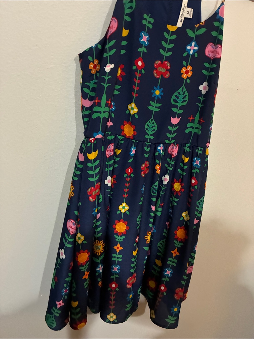 Disney Parks Women’s It’s A Small World Navy Floral Dress Medium - Picture 7 of 10